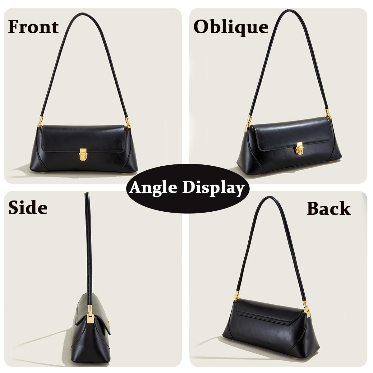 PALAY Women Handbag PU Leather Fashion Shoulder Bags Metal Snap Buckle Closure Design Small Purse Vintage Handbags, Black PALAY Women Handbag PU Leather Fashion Shoulder Bags Metal Snap Buckle Closure Design Small Purse Vintage Handbags, Black